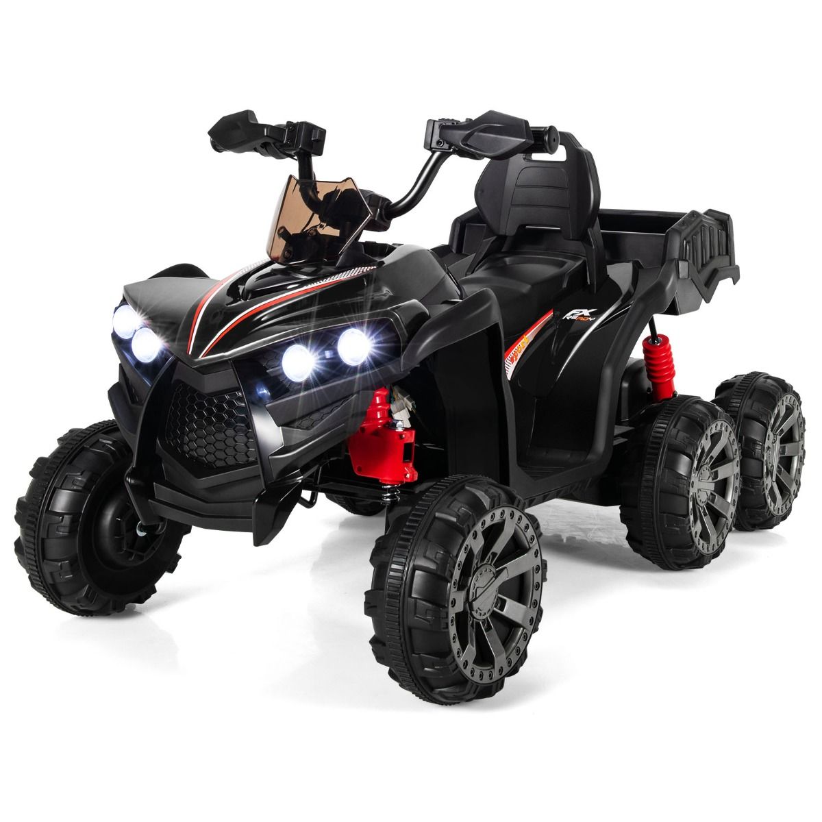 12V Children's Electric Quad with LED Lights and Music Children's Electric Vehicle with Slow Start Load 30kg 129 x 69 x 72 cm Black/Red -