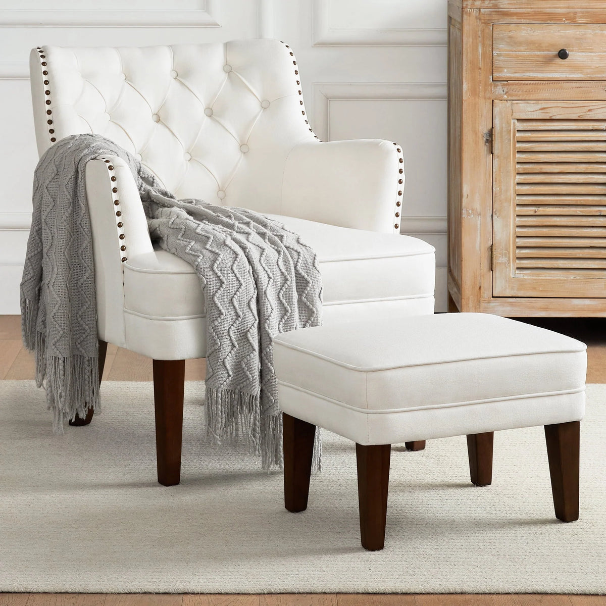 GERICCO Accent Chair with Ottoman Set, Club Armchair Indoor, Comfy Reading Chair and Ottoman for Bedroom - Product image 1