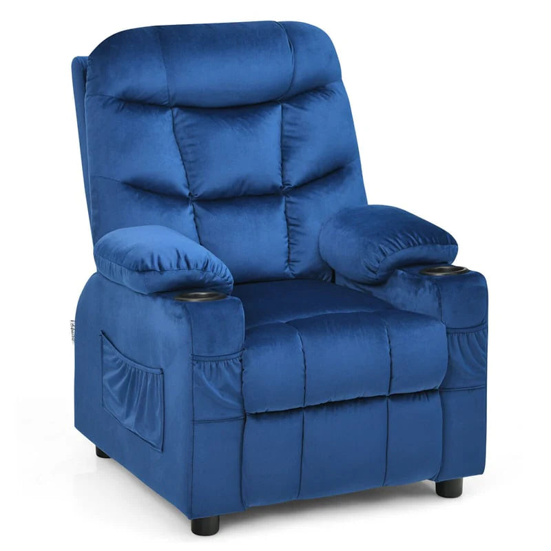 Kids Recliner Chair Adjustable Velvet Lounge Sofa with Cup Holders, 3 Pockets, Retractable Footrest - Product image 4