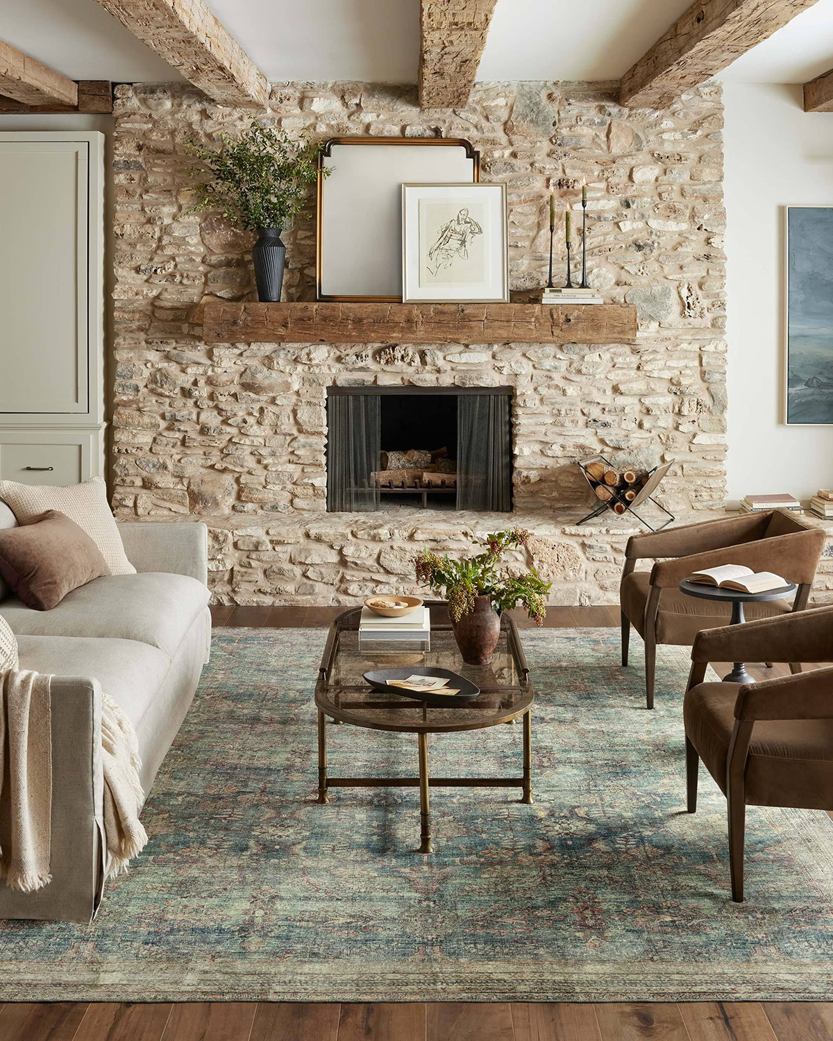 Magnolia Home by Joanna Gaines x Loloi Banks Ocean/Spice 7'-6" x 9'-6" Area Rug - Product image 1