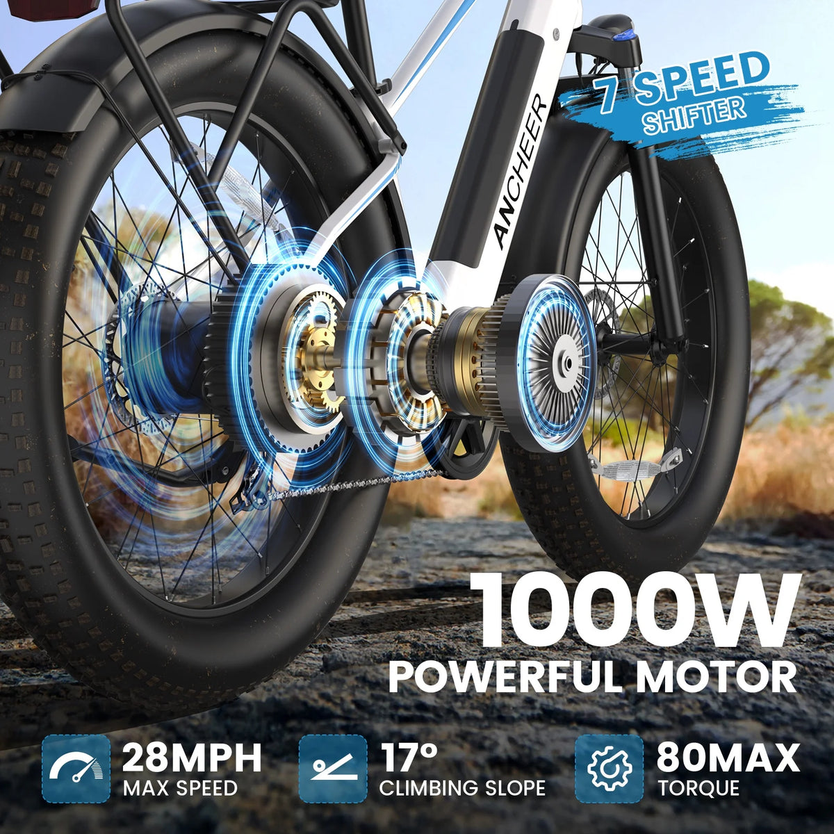 ANCHEER Electric Bike for Adults Peak 1000W Electric Bicycle 48V 15AH Battery Electric Bike 26" x 4.0" Fat - Product image 17