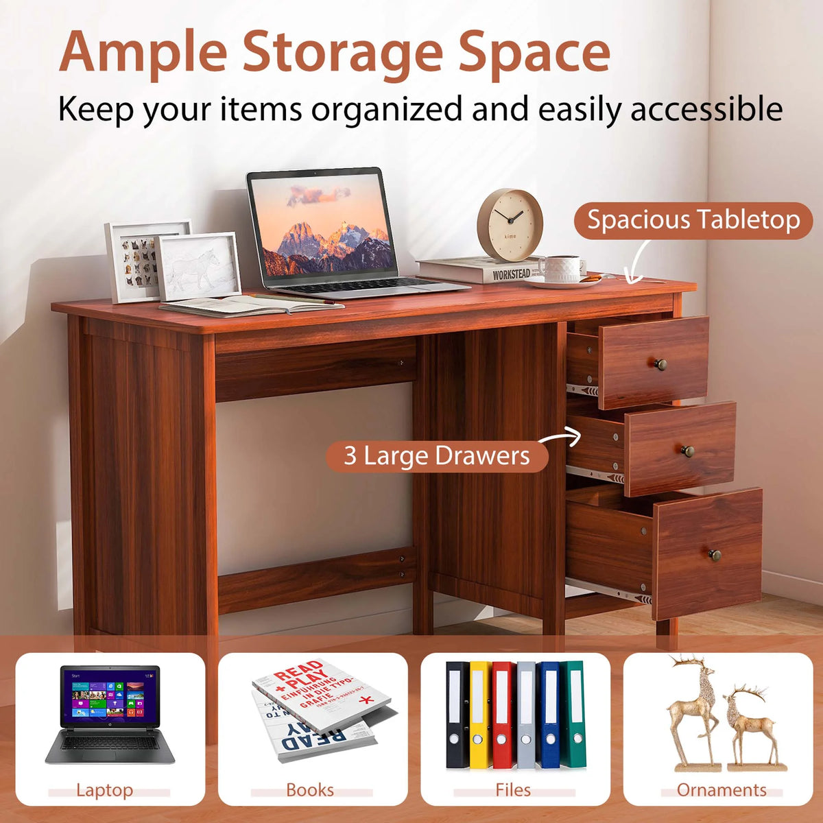 Computer Desk Study Writing Desk Home Office Workstation with 3 Drawers Black - Product image 20