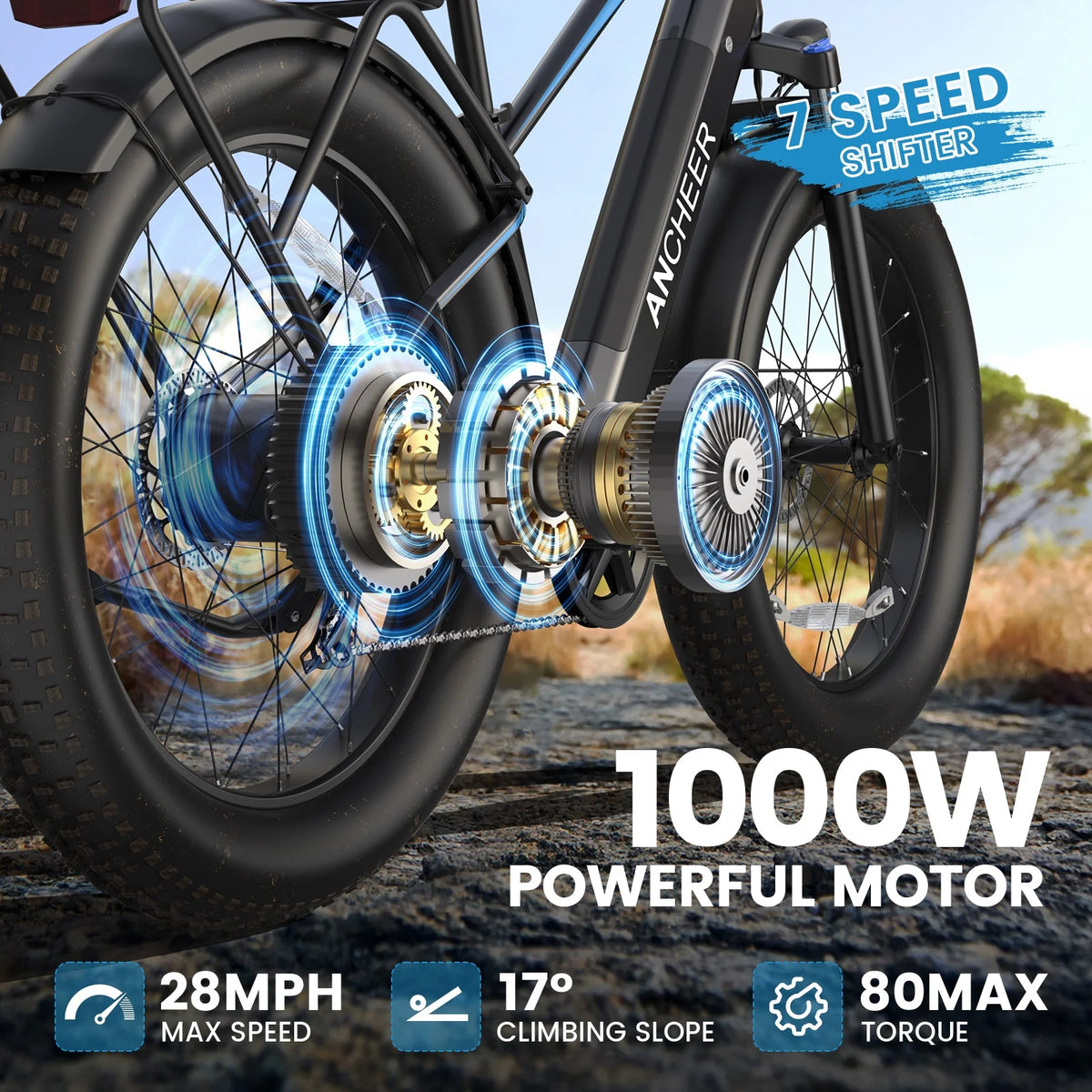 ANCHEER Electric Bike for Adults Peak 1000W Electric Bicycle 48V 15AH Battery Electric Bike 26" x 4.0" Fat - Product image 25