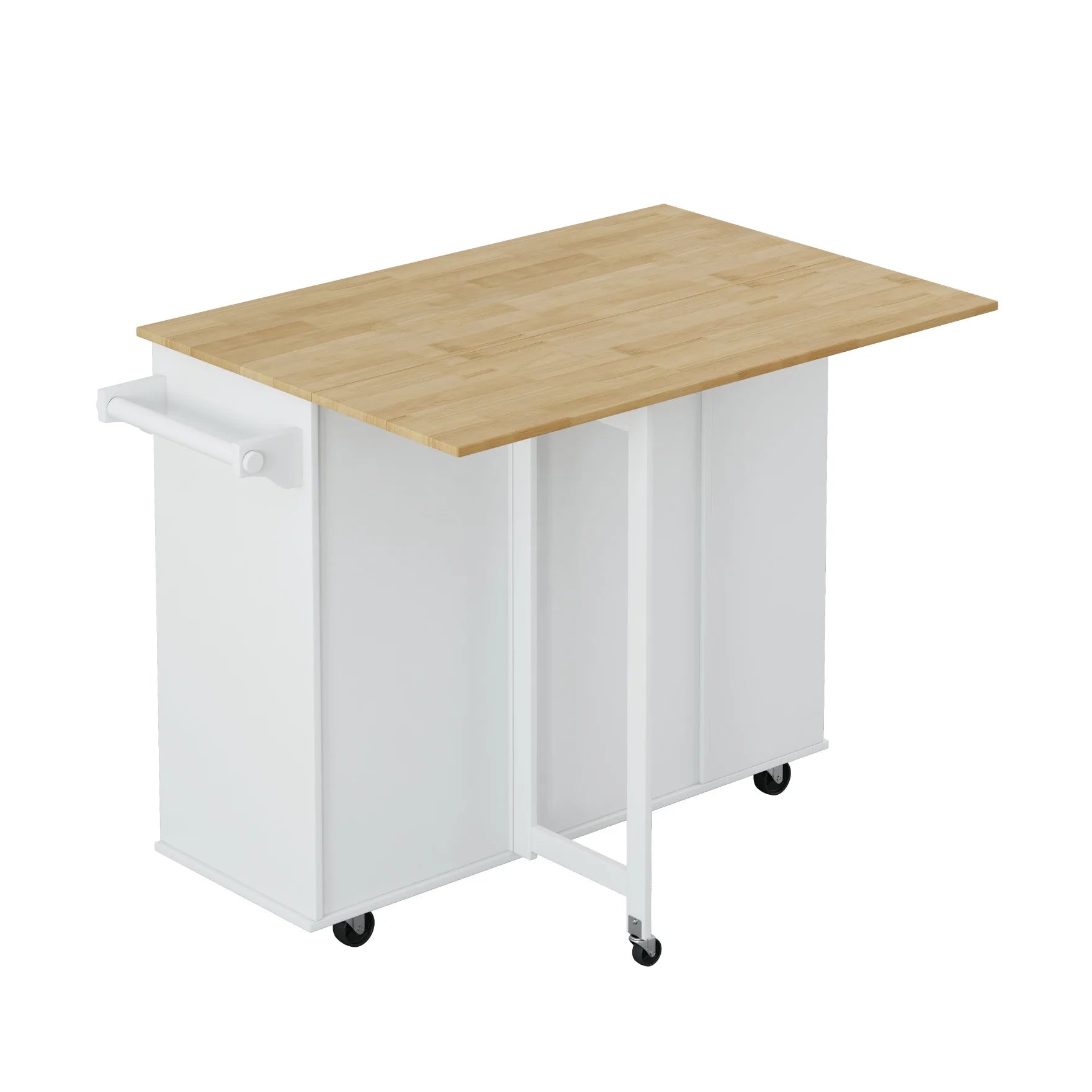 Movable Kitchen Island Cart with 2 Door Cabinet, 2 Drawers and Drop Leaf Top, Island Table with Spice Rack - Product image 6