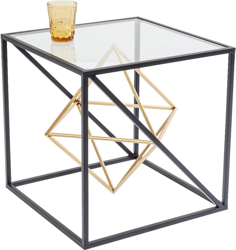 Kare Design Prisma Side Table, Gold/Black, Glass, Steel, Modern, Living Room Table, Furniture, Interior Decoration, Bedroom Decoration, Home, 45x45x45cm