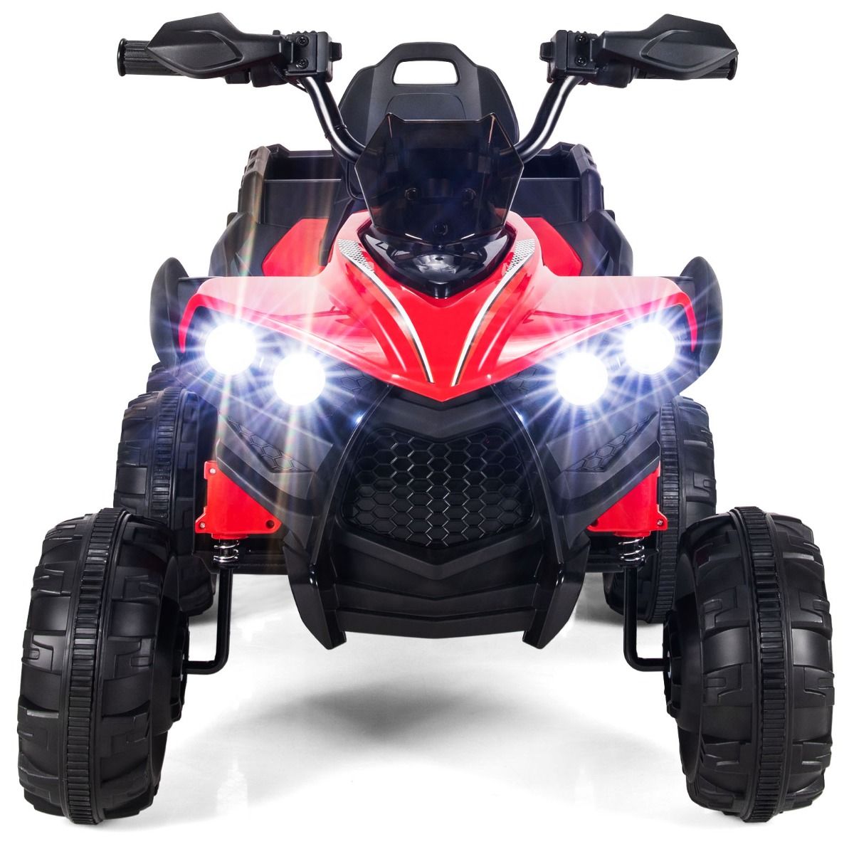 12V Children's Electric Quad with LED Lights and Music Children's Electric Vehicle with Slow Start Load 30kg 129 x 69 x 72 cm Black/Red -