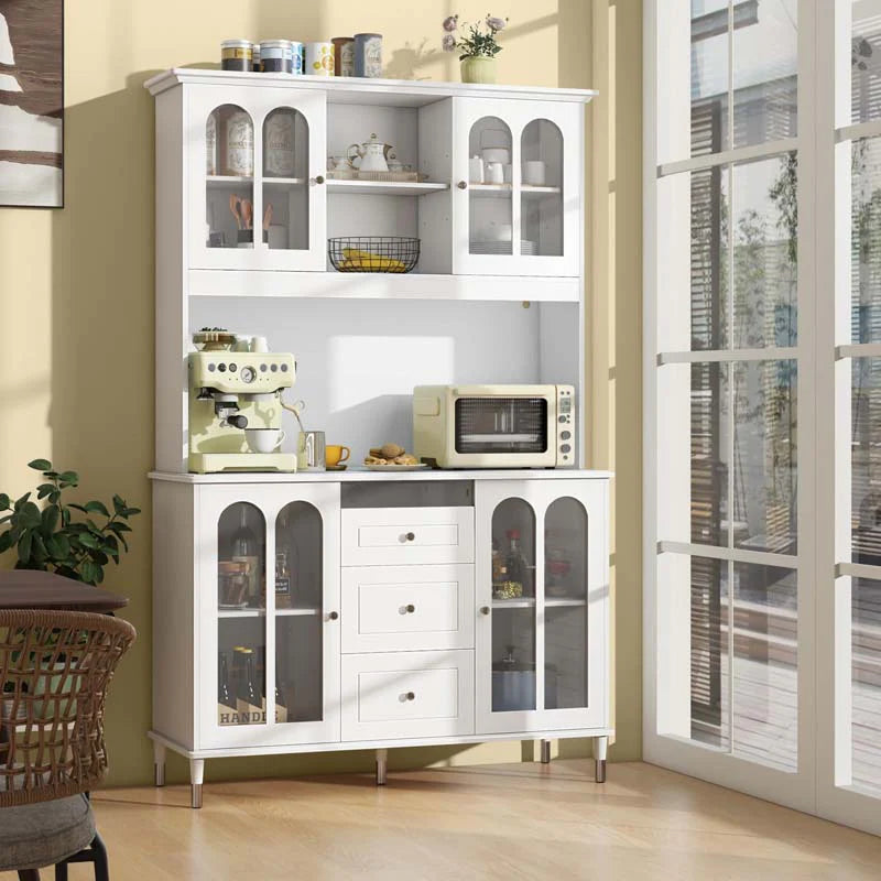 73" Kitchen Pantry Buffet Cabinet for Dining Room, Kitchen Hutch Storage Cabinet with LED Lights and - Product image 2