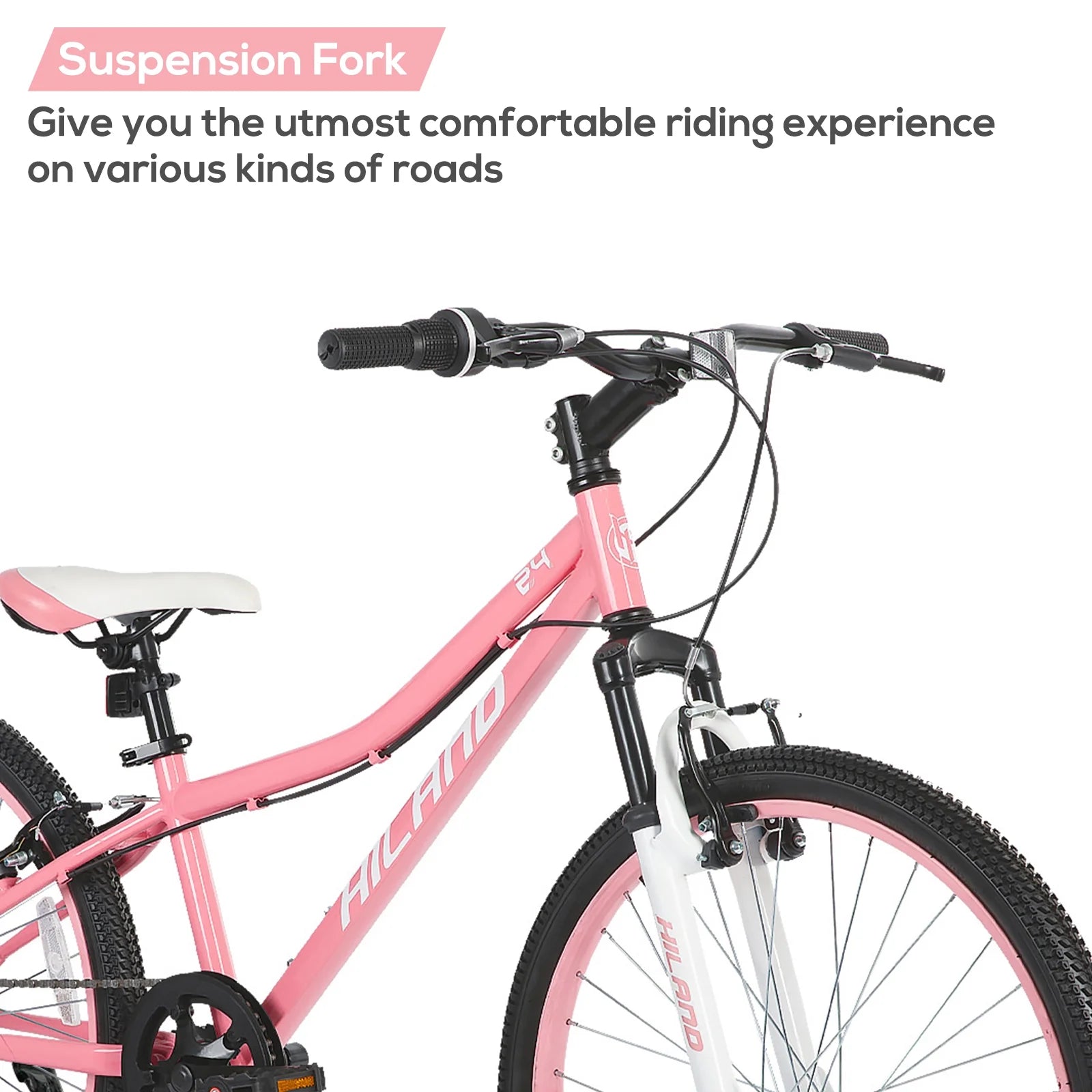Hiland 24 in Mountain Bike, Front Suspension Fork Bicycles for Adults Multiple Colors