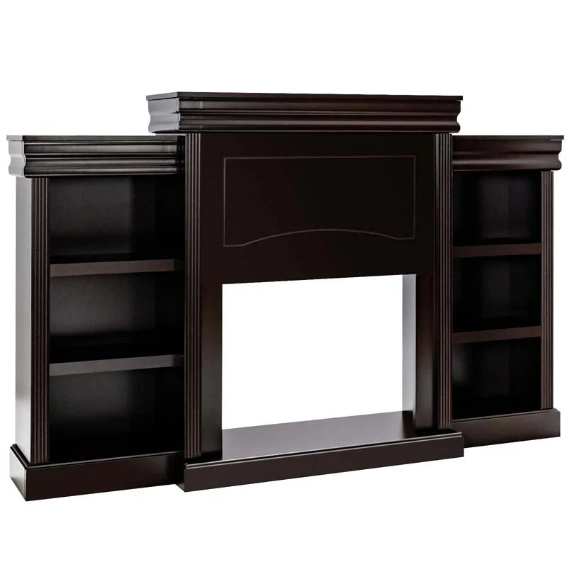 70" Fireplace Mantel TV Stand with Storage Shelves, Freestanding Wood Media Console for 28.5" Fireplace - Product image 19