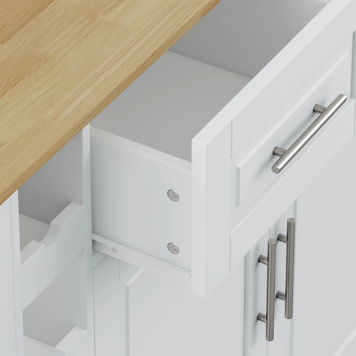 Movable Kitchen Island Cart with 2 Door Cabinet, 2 Drawers and Drop Leaf Top, Island Table with Spice Rack - Product image 7