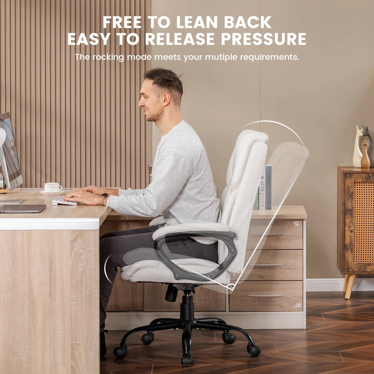 Mainstays Executive Ergonomic High Back Leather Home Office Desk Chair, Black - Product image 49