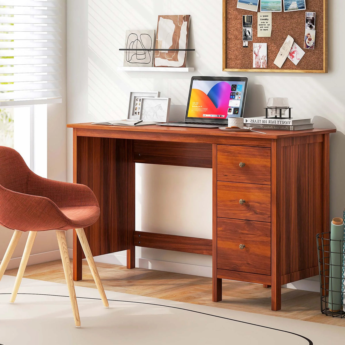 Computer Desk Study Writing Desk Home Office Workstation with 3 Drawers Black - Product image 14