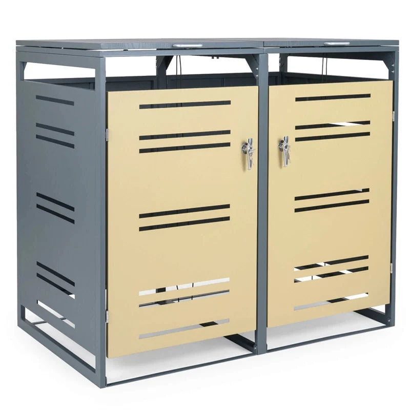44 Cu.Ft Outdoor Metal Trash Can Storage Shed for 2 Bins, Double Garbage Can Enclosure with Gas Strut - Product image 4