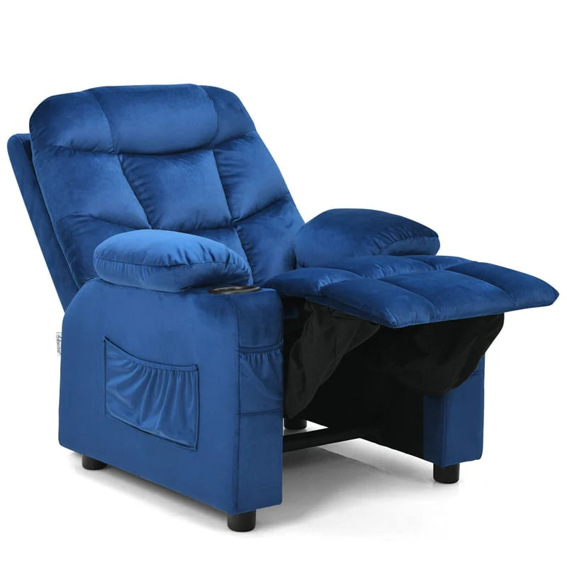 Kids Recliner Chair Adjustable Velvet Lounge Sofa with Cup Holders, 3 Pockets, Retractable Footrest - Product image 12