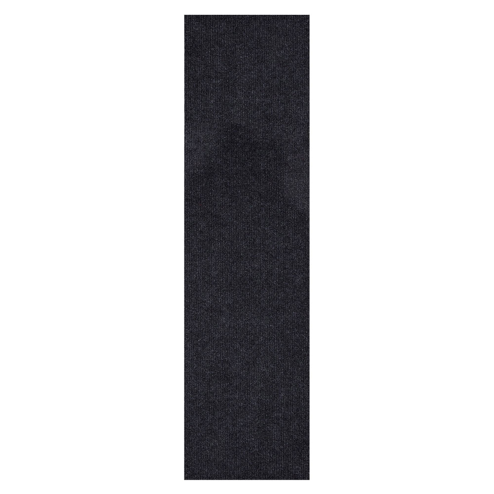 Ottomanson Lifesaver Collection Black 2 ft. 7 in x 9 ft. 10 in. Utility Ribbed Indoor/Outdoor Runner Rug