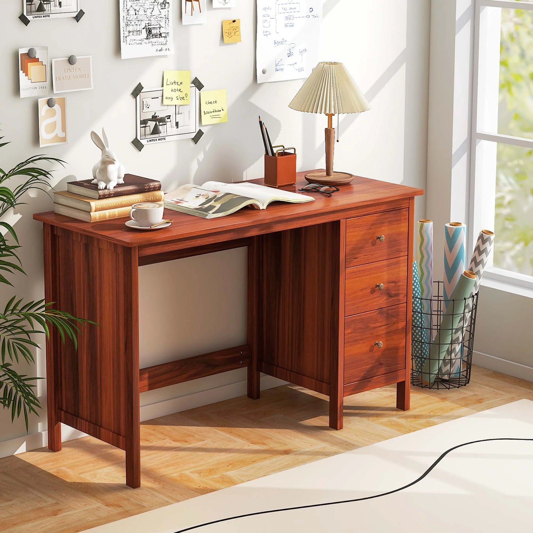 Computer Desk Study Writing Desk Home Office Workstation with 3 Drawers Black - Product image 19