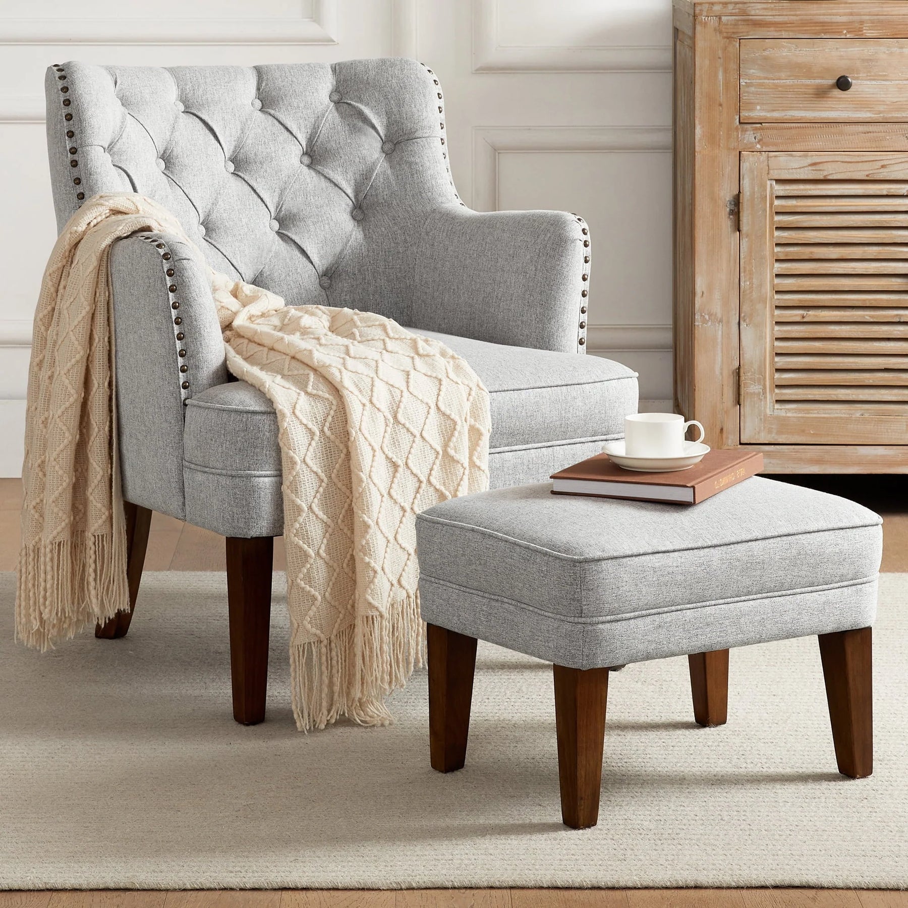 GERICCO Accent Chair with Ottoman Set, Club Armchair Indoor, Comfy Reading Chair and Ottoman for Bedroom - Product image 4