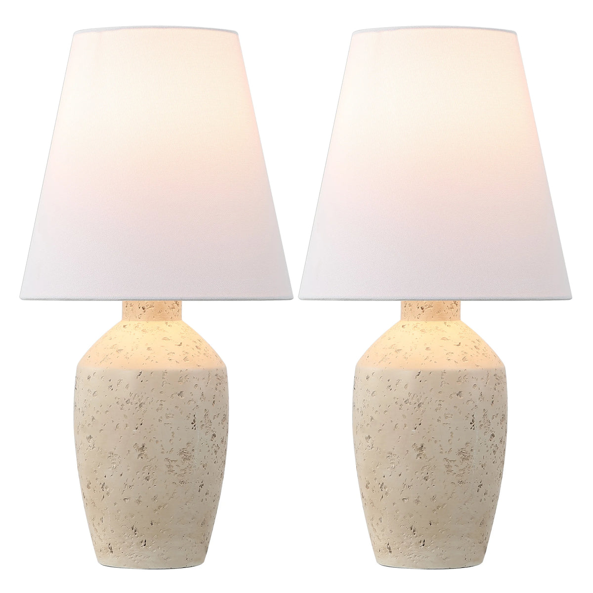 JONATHAN Y Xander 19.5" Minimalist Scandinavian Concrete Effect Resin/Iron Ginger Jar LED Table Lamp, Matte Black (Set of 2), JYL5605A - SET2
