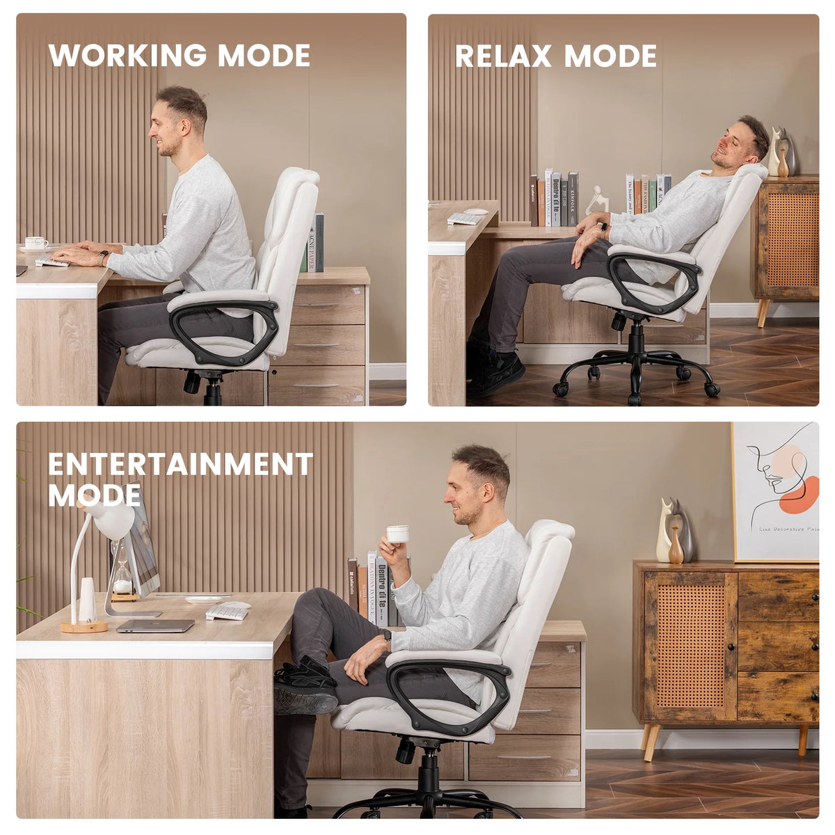 Mainstays Executive Ergonomic High Back Leather Home Office Desk Chair, Black - Product image 50