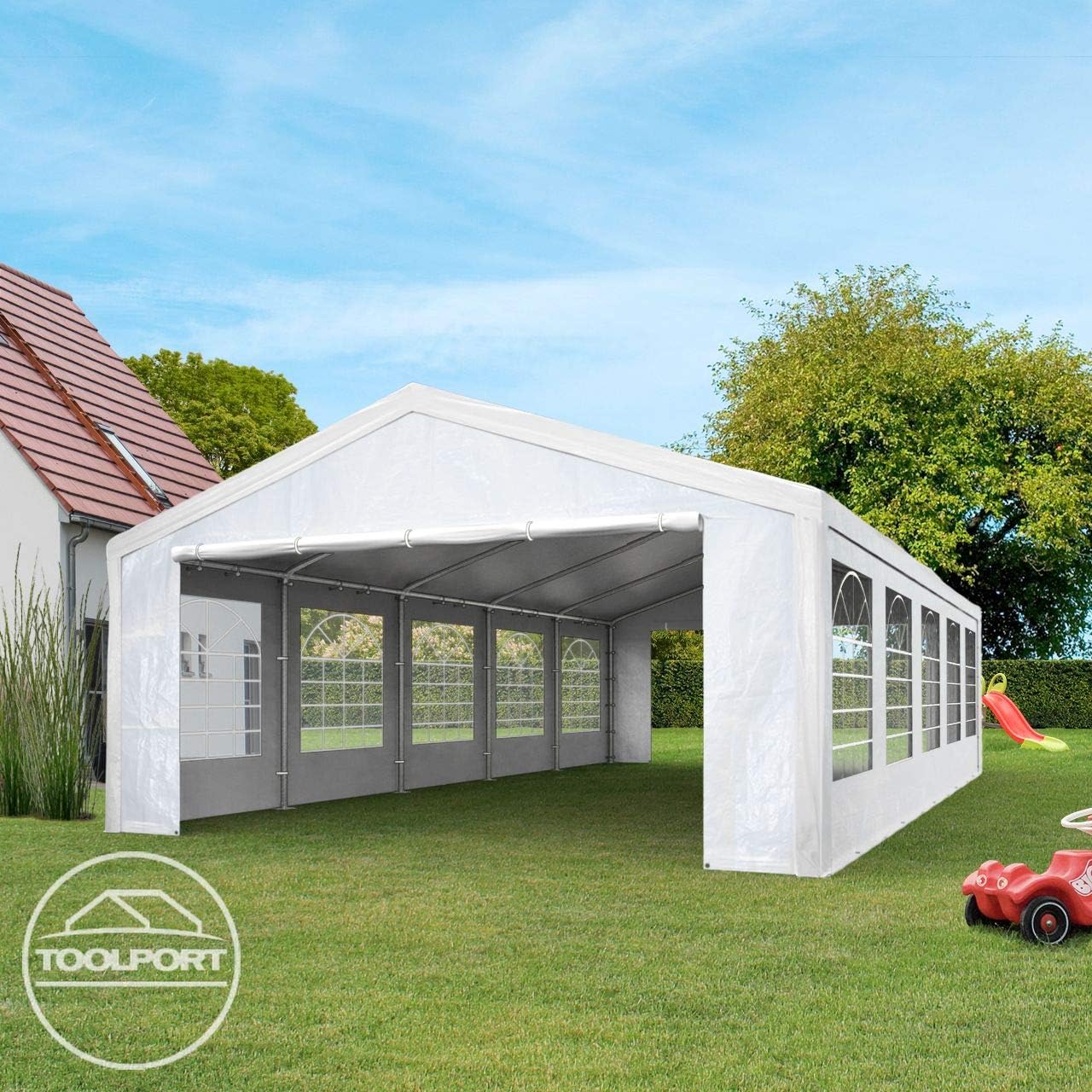 TOOLPORT Reception tent 3x2 m white pavilion PE tarpaulin 350 N waterproof Garden Tent