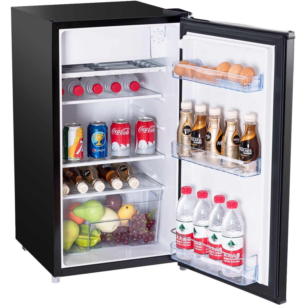 Built-in Table Top Refrigerator 91L Mini-bar Low Noise Level 3 Shelves, 48.5x44.5x83.5cm, Black -