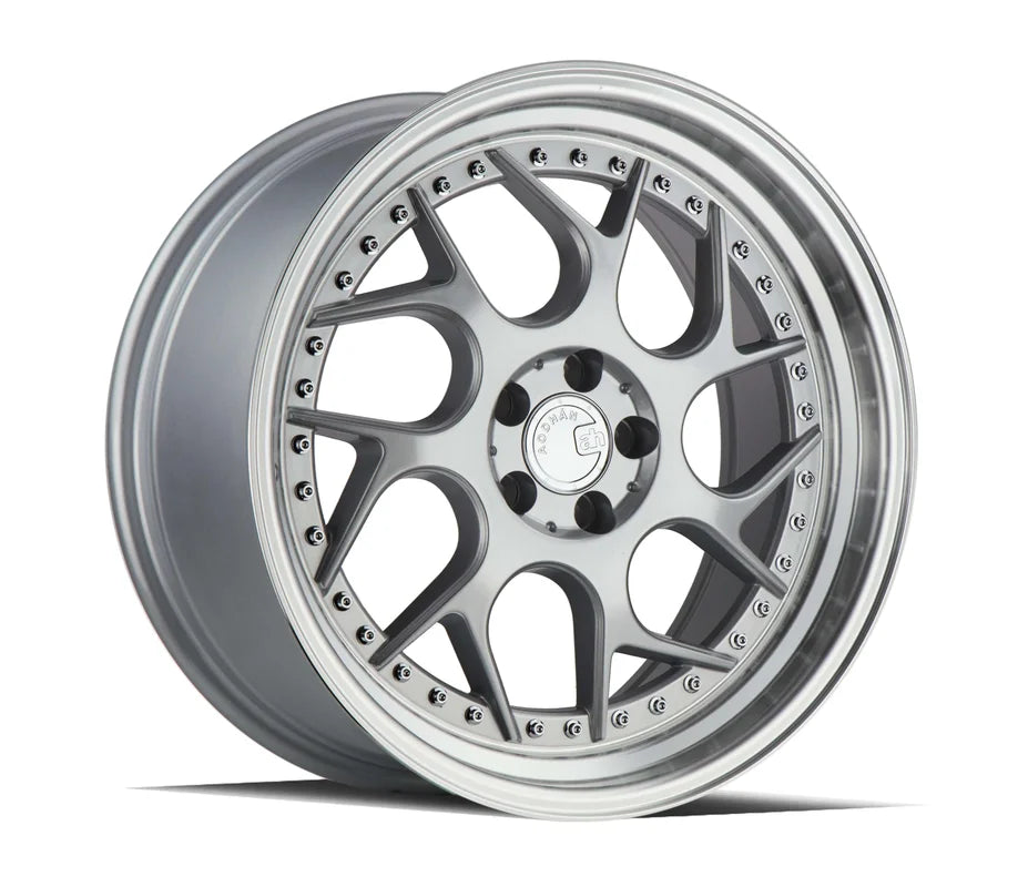 Aodhan DS01 18" 5x100 Silver Machined Lip w/Chrome Rivets