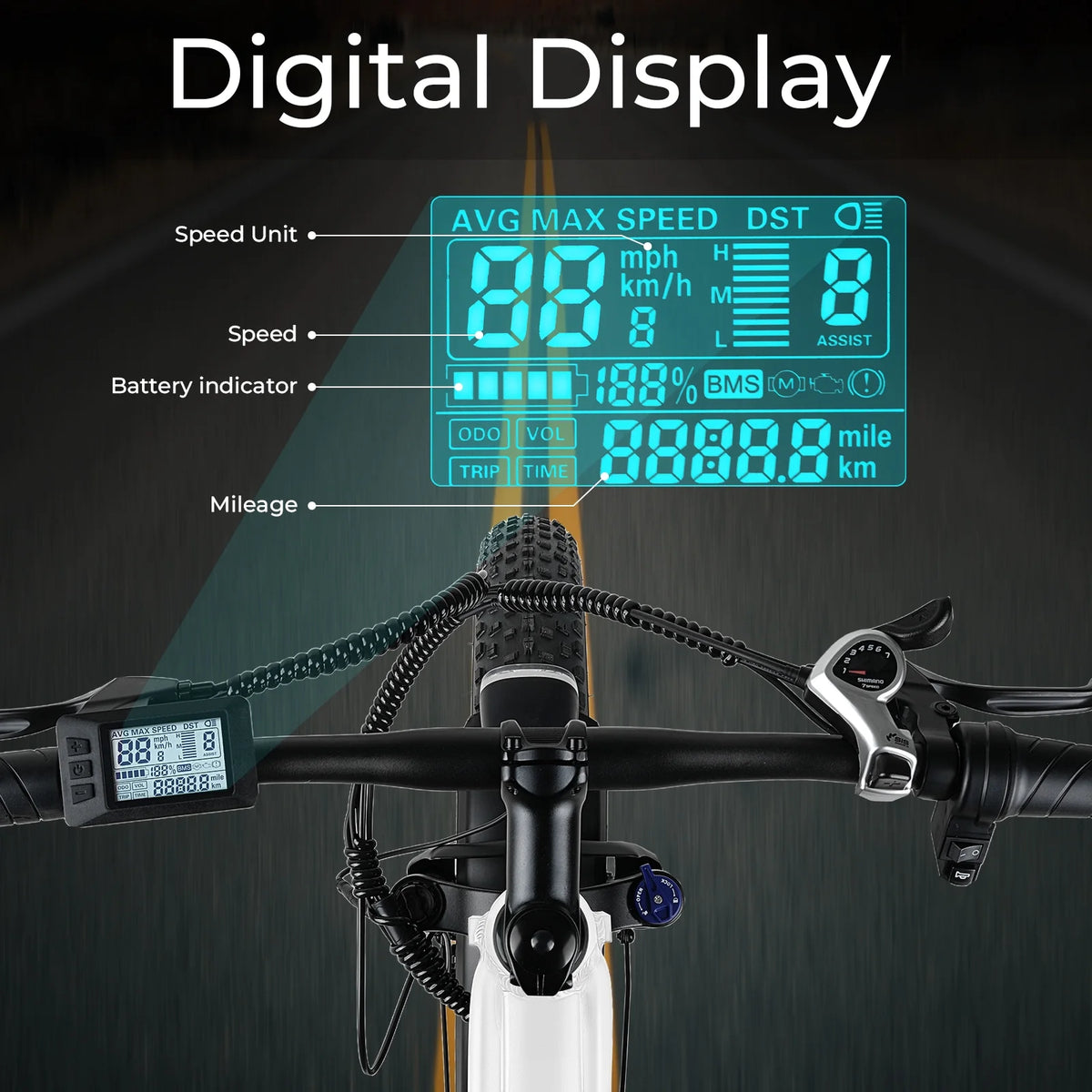 ANCHEER Electric Bike for Adults Peak 1000W Electric Bicycle 48V 15AH Battery Electric Bike 26" x 4.0" Fat - Product image 16