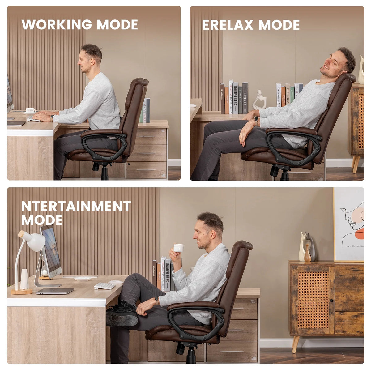 Mainstays Executive Ergonomic High Back Leather Home Office Desk Chair, Black - Product image 22
