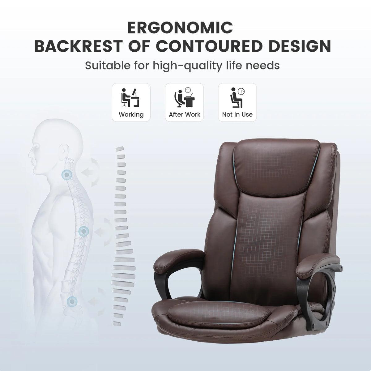 Mainstays Executive Ergonomic High Back Leather Home Office Desk Chair, Black - Product image 27