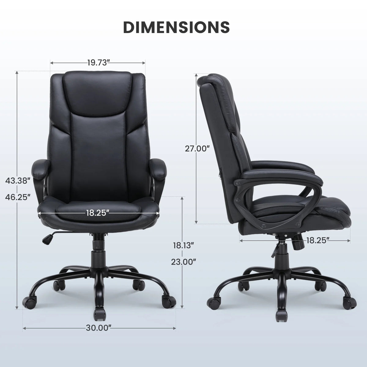 Mainstays Executive Ergonomic High Back Leather Home Office Desk Chair, Black - Product image 4