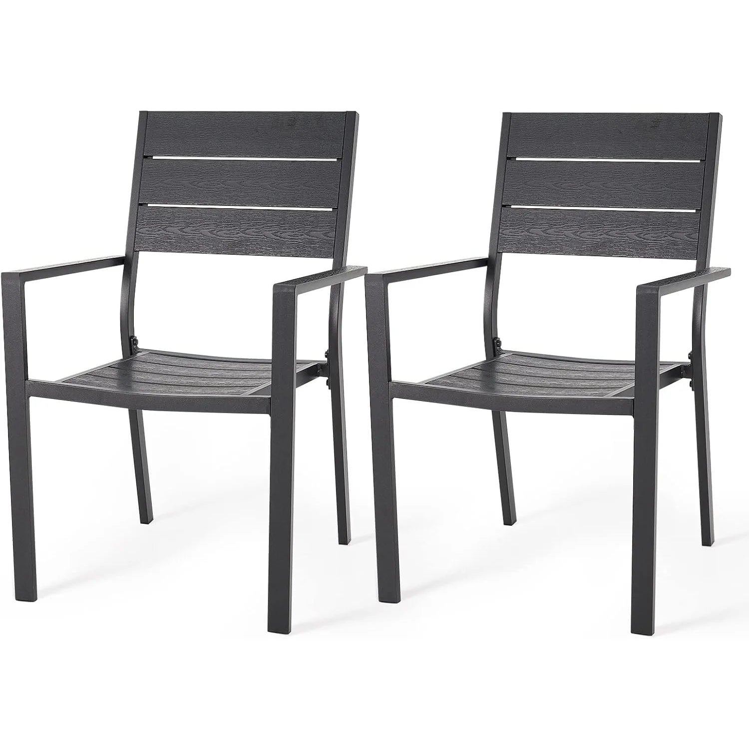 AECOJOY 2 Pieces Outdoor Dining Chairs, Aluminum Frame Stackable Patio Chair - Product image 1