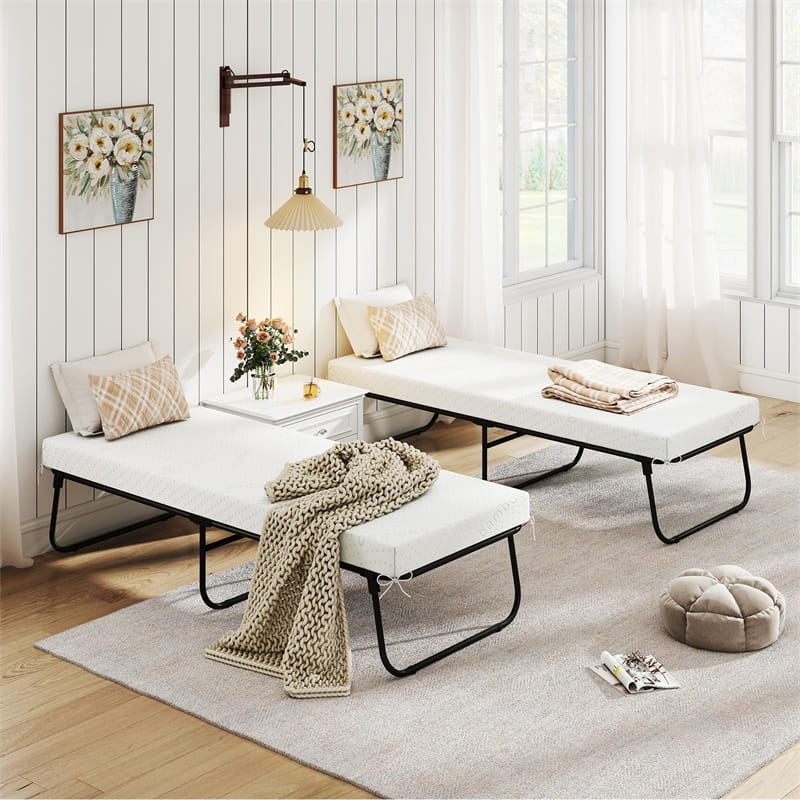 Cot Size Rollaway Guest Bed with Memory Foam Mattress, 75"x31" Portable Folding Bed with Heavy-Duty Metal - Product image 8