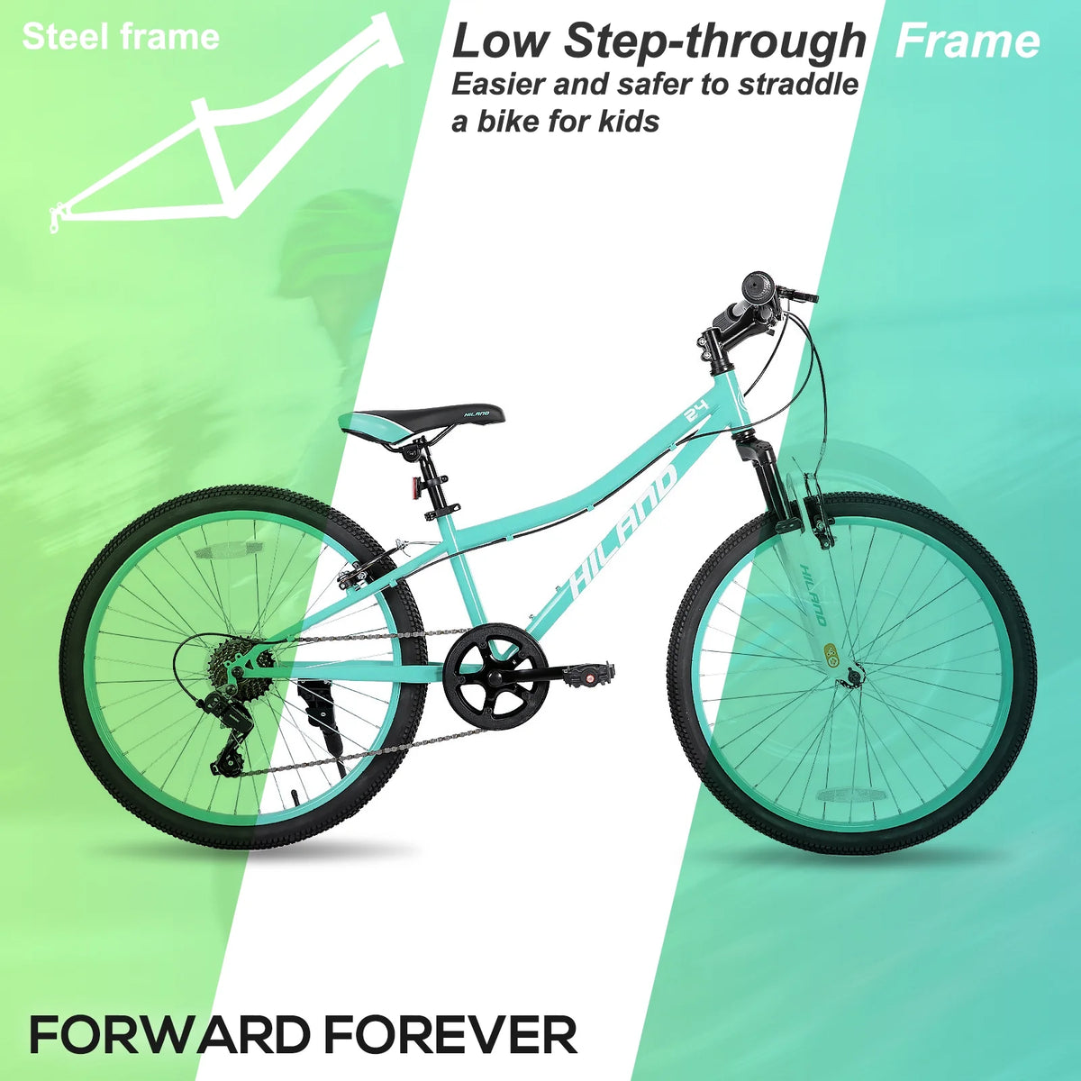 Hiland 24 in Mountain Bike, Front Suspension Fork Bicycles for Adults Multiple Colors