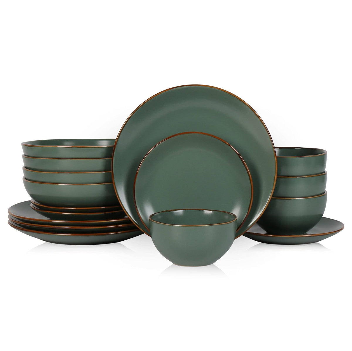 Stone Lain Brasa 16-Piece Dinnerware Set Stoneware, Green - Product image 1
