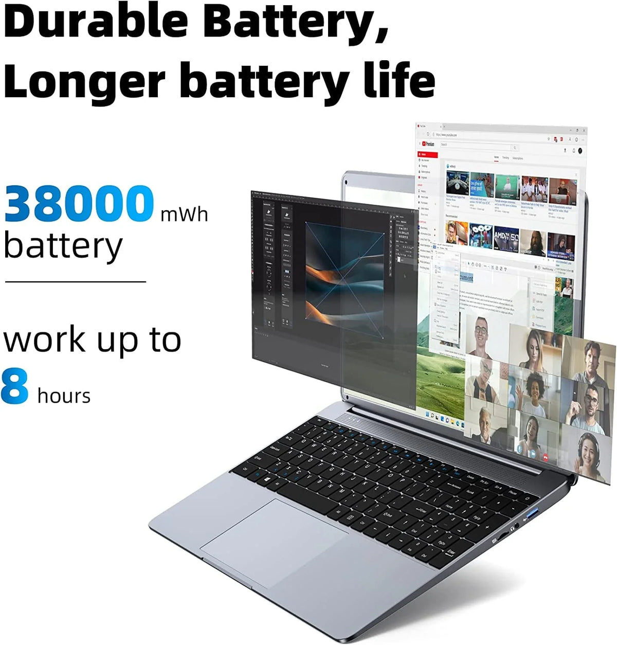 SGIN 15.6 in Laptop 12GB DDR4 512GB SSD Windows 11 with Intel Celeron N5095A Full HD 1920x1080 - Product image 9