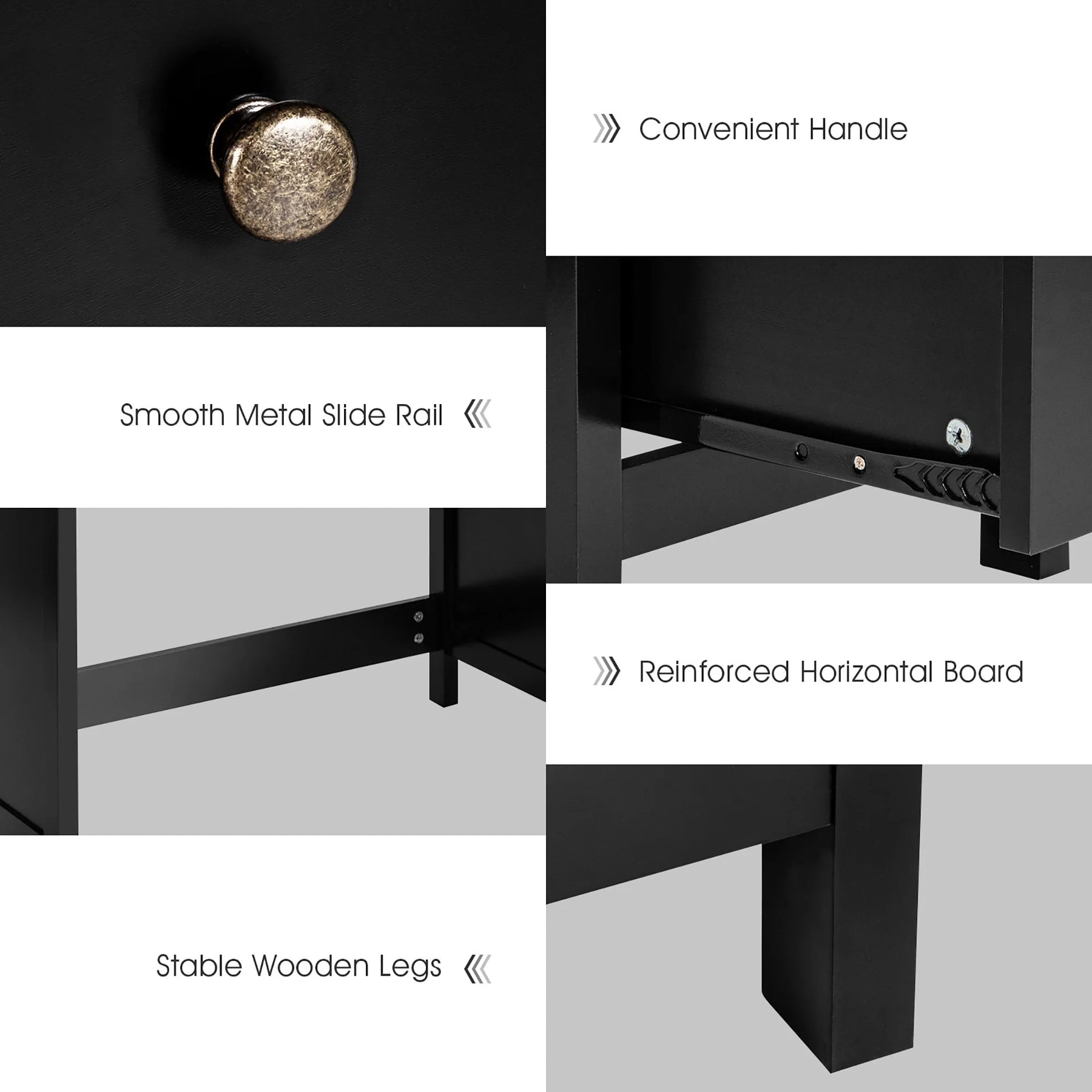 Computer Desk Study Writing Desk Home Office Workstation with 3 Drawers Black - Product image 10