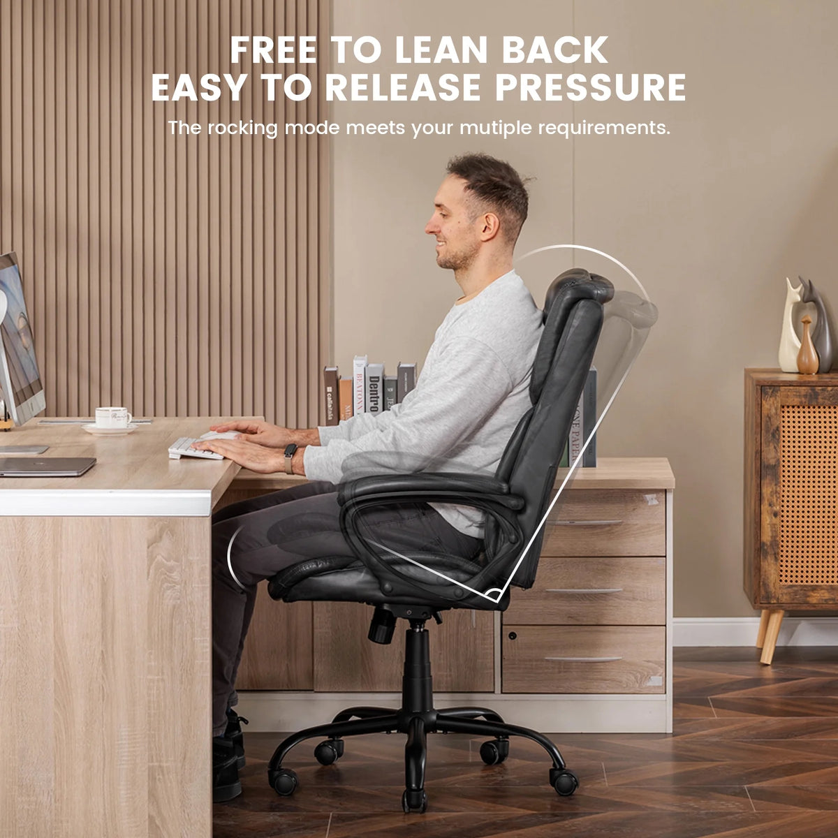 Mainstays Executive Ergonomic High Back Leather Home Office Desk Chair, Black - Product image 39