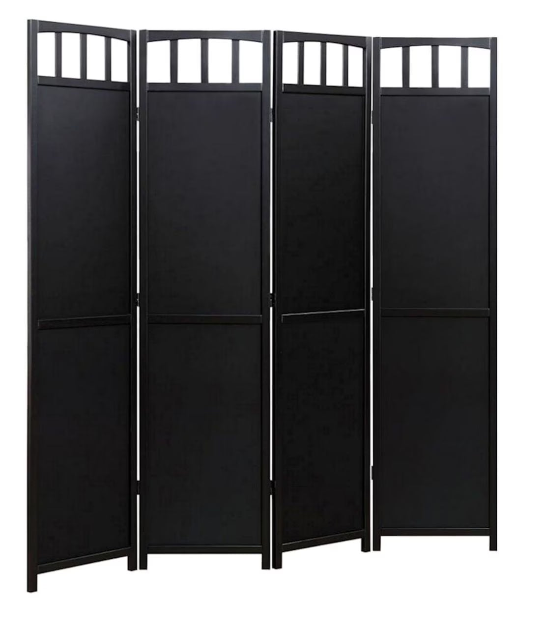 Legacy Decor Solid Wood 4 Panel Room Divider, 70" Tall, Black Finish, Freestanding - Product image 1