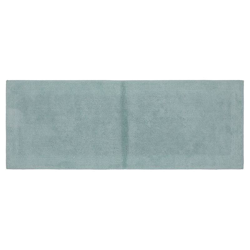 Sonoma Goods for Life Cotton Reversible Solid Border Bath Rug Runner Turquoise/Blue 22X60 - Product image 1