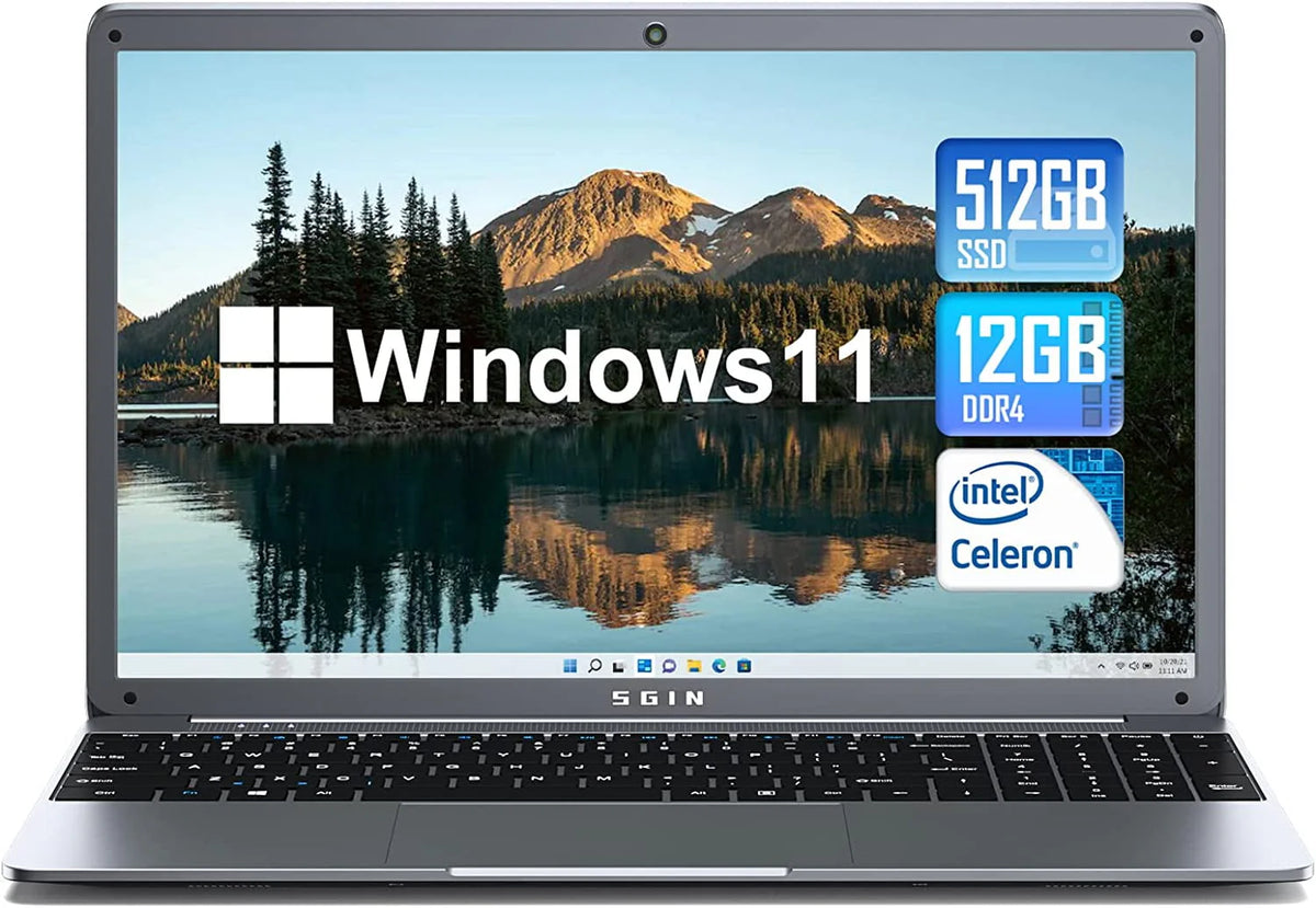 SGIN 15.6 in Laptop 12GB DDR4 512GB SSD Windows 11 with Intel Celeron N5095A Full HD 1920x1080 - Product image 3