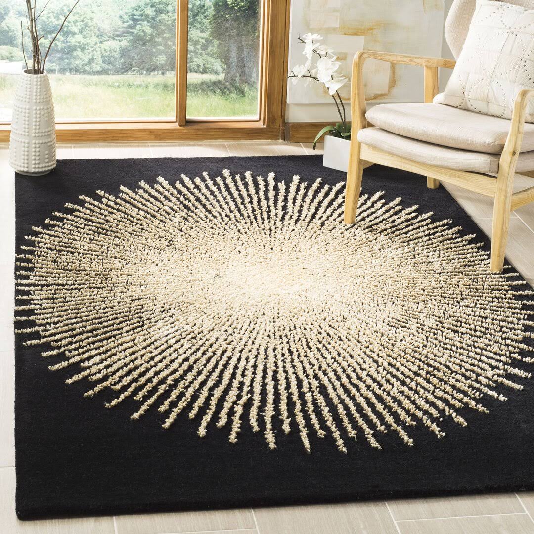 Orren Ellis Olivarria Hand-Tufted Black/Beige Area Rug - Product image 1