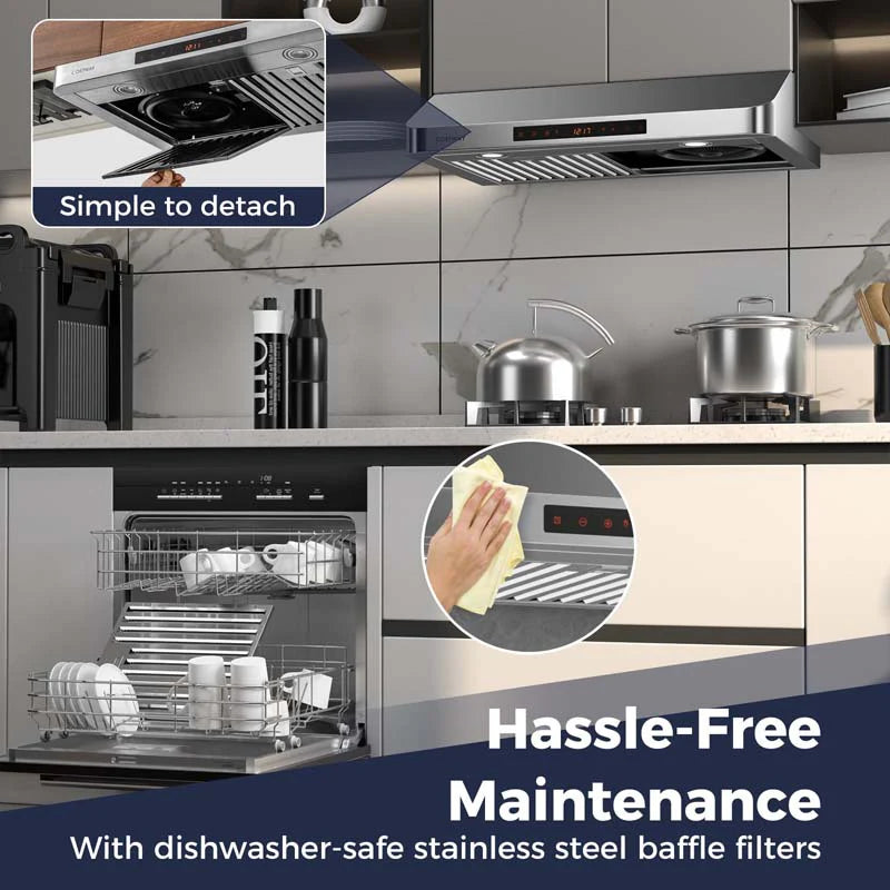 36/30 Inch Under Cabinet Range Hood with Gesture/Touch/Remote Control, 900 CFM Kitchen Vent w/ 4 Speed - Product image 10