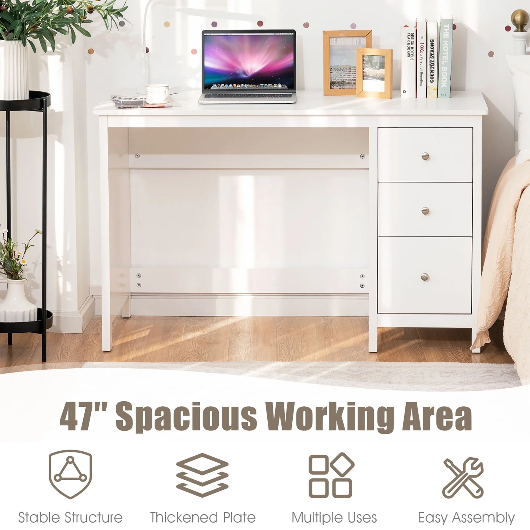 Computer Desk Study Writing Desk Home Office Workstation with 3 Drawers Black - Product image 28
