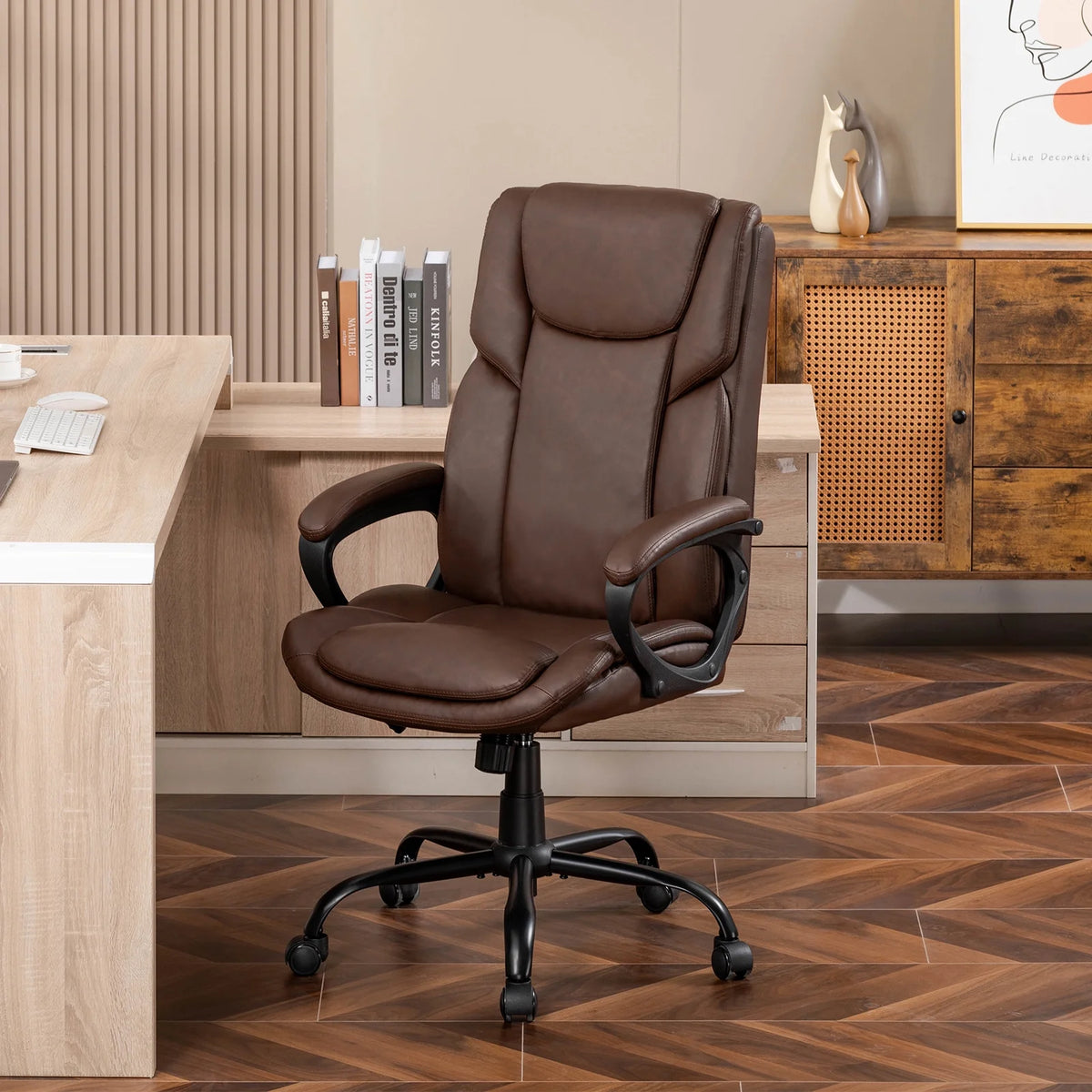 Mainstays Executive Ergonomic High Back Leather Home Office Desk Chair, Black - Product image 18