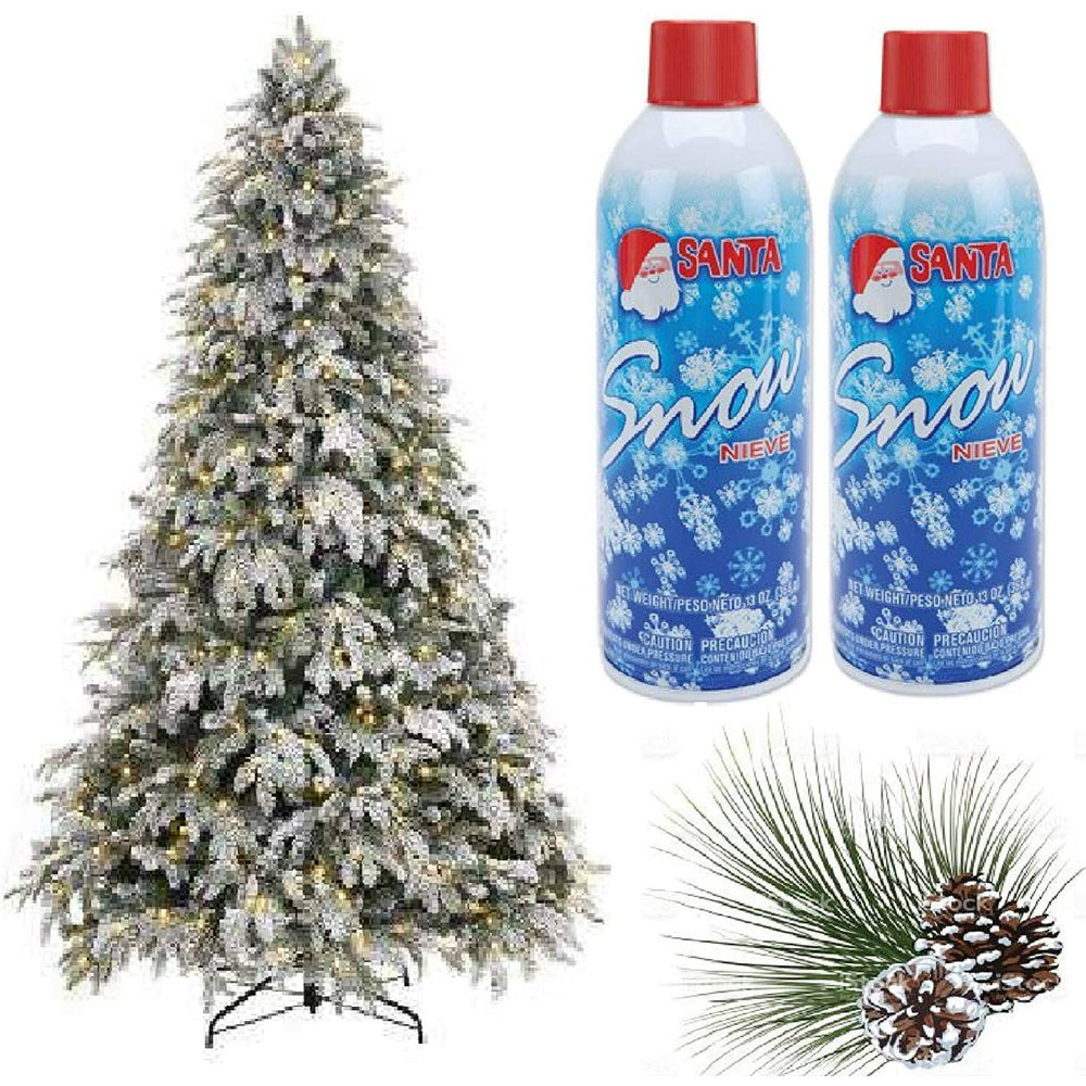 Prextex Winter Textured Snow Spray - Pack of Two 13 oz Aerosol Bottles, Artificial Snow Decoration Tree and Frosted Windows Holiday Winter