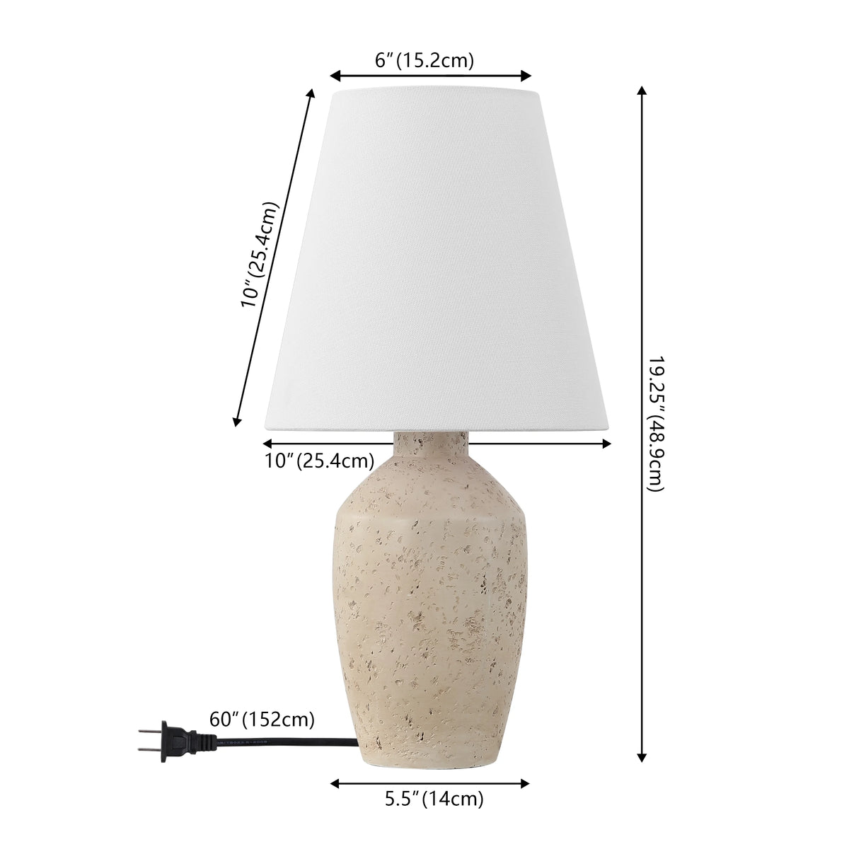 JONATHAN Y Xander 19.5" Minimalist Scandinavian Concrete Effect Resin/Iron Ginger Jar LED Table Lamp, Matte Black (Set of 2), JYL5605A - SET2