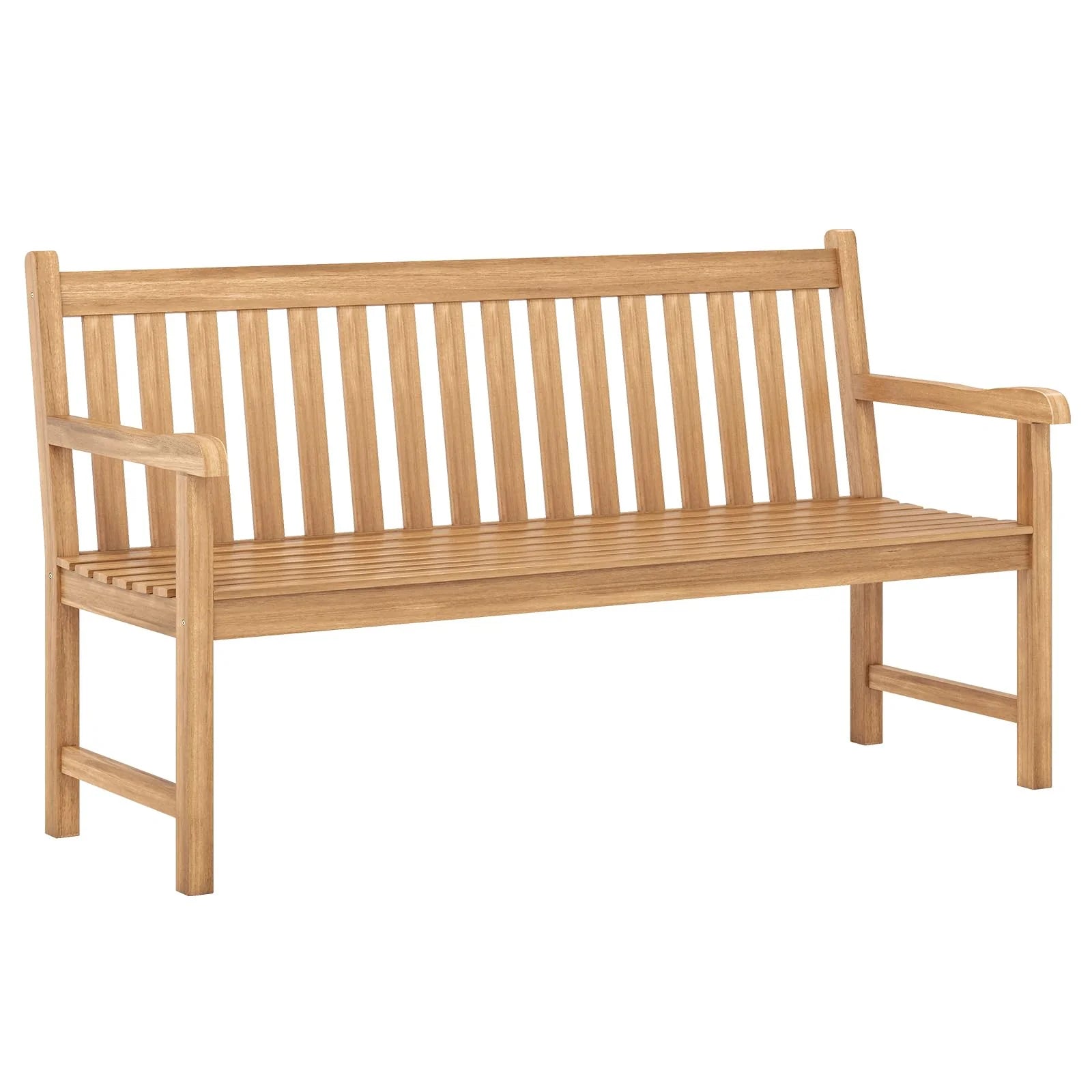 Tangkula 62" Teak Wood Outdoor Bench 3-Seat Solid Wood Garden Patio Bench - Product image 1