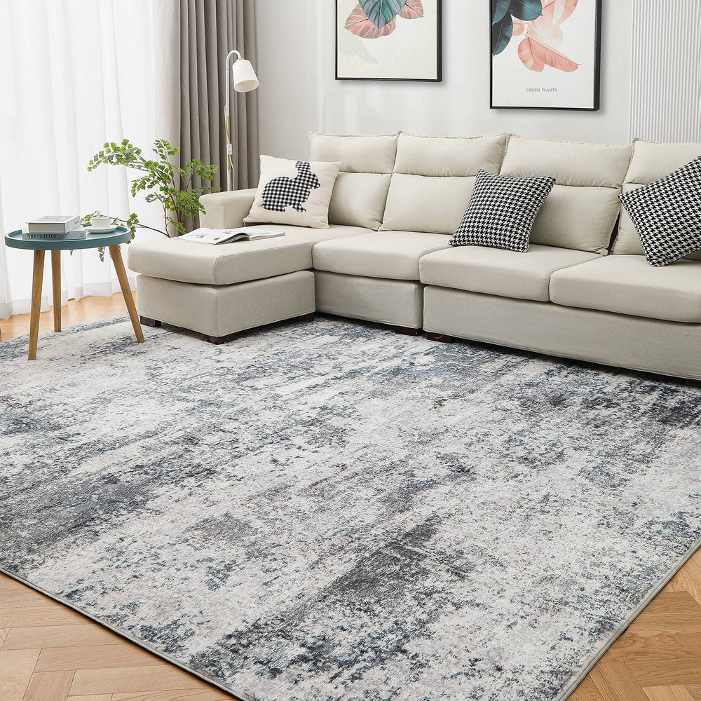 Macro Sen Area Rug Living Room Rugs: 8x10 Indoor Abstract Soft Fluffy Pile Large Carpet with Low Shaggy for Bedroom Dining Room Home Office