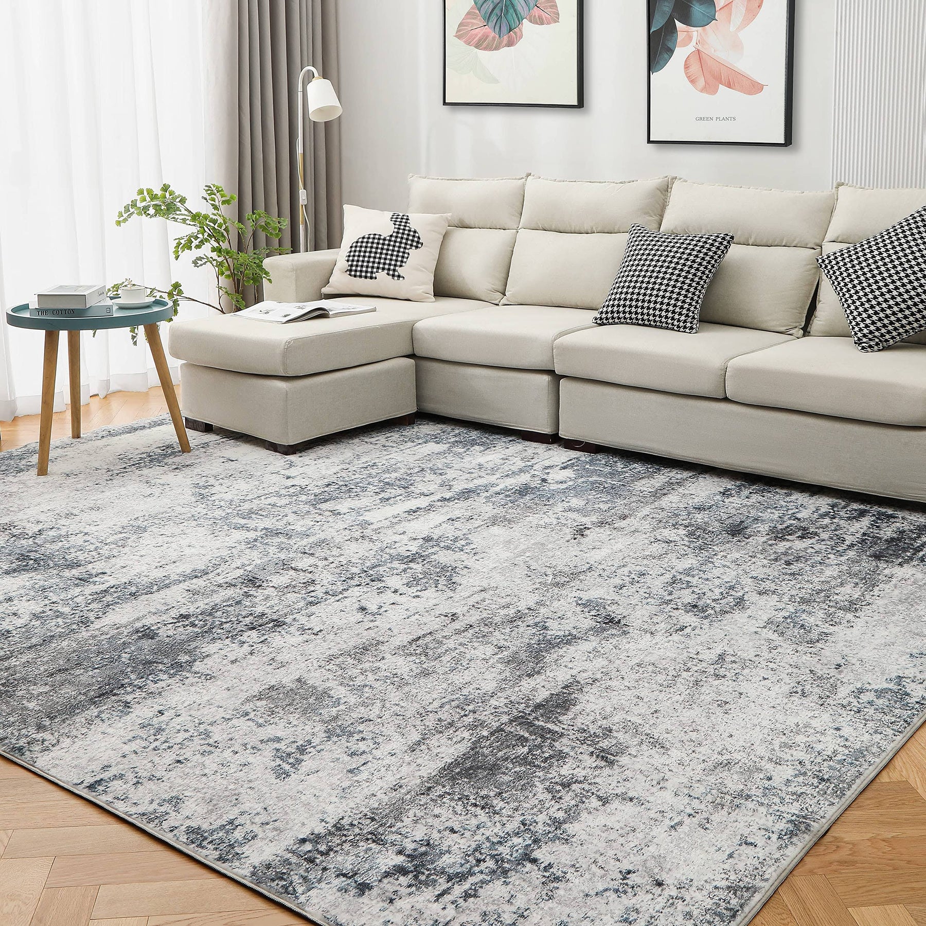 Macro Sen Area Rug Living Room Rugs: 8x10 Indoor Abstract Soft Fluffy Pile Large Carpet with Low Shaggy for - Product image 1