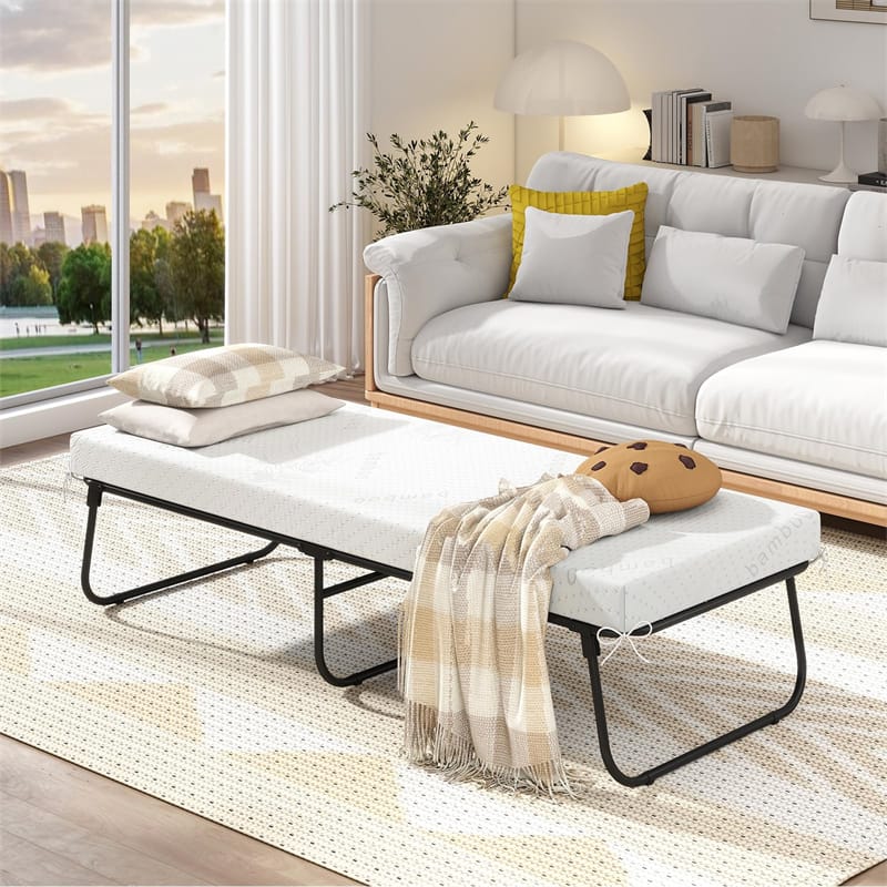 Cot Size Rollaway Guest Bed with Memory Foam Mattress, 75"x31" Portable Folding Bed with Heavy-Duty Metal - Product image 7